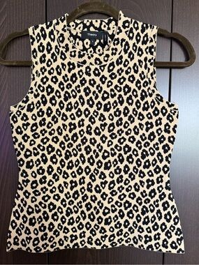 Theory Leopard Print Top, size small